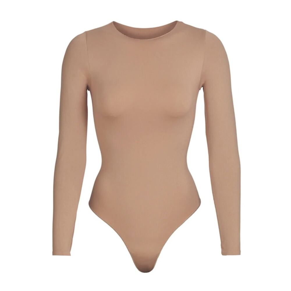 Skims Essential Raw Cut Crew Neck Long Sleeve Bodysuit Sienna Size 2X/3X